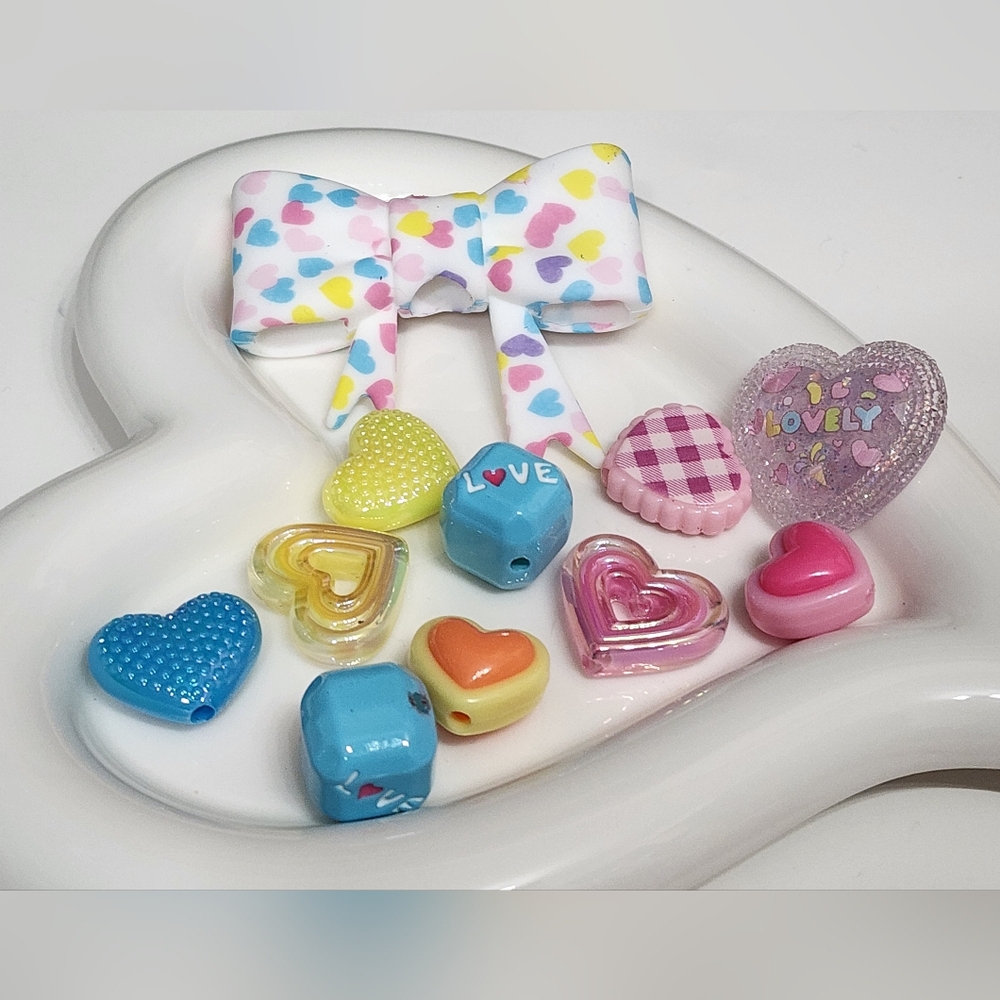 Beads Valentine's Day Bow Hearts Valentine Acrylic Silicone Mix‎ Crafts Jewelry